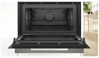 Компактный электрический духовой шкаф с СВЧ Bosch CMG7241B1, черный