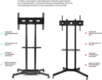 Подставка для телевизора Onkron TS1351, черный 32"-65" макс.50кг напольный мобильный