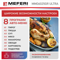 Встраиваемая микроволновая печь СВЧ Meferi MMO6025GR ULTRA