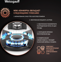 Газовая варочная панель Weissgauff HG 640 WGh, белый