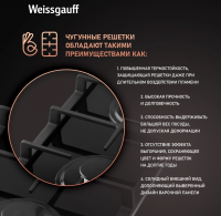 Газовая варочная панель Weissgauff HGG 320 BGV, черный