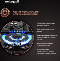 Газовая варочная панель Weissgauff HGG 645 BGXBV, черный