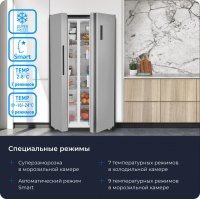 Холодильник Side-by-Side Zugel ZRSS630X, нержавеющая сталь