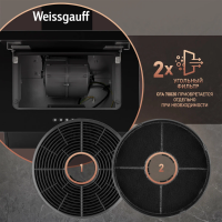 Вытяжка наклонная Weissgauff Zaurak 50 PB BL, черный/закаленное стекло