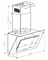 Вытяжка наклонная Weissgauff Zaurak 50 PB BL, черный/закаленное стекло