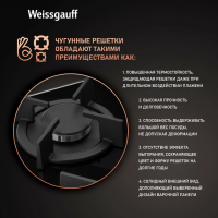 Газовая варочная панель Weissgauff HGG 451 BGh Nano Glass, черный