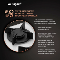 Газовая варочная панель Weissgauff HGG 451 WGh Nano Glass, белый