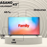 Телевизор LED Asano 43LU5000T, Smart TV, черный