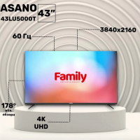 Телевизор LED Asano 43LU5000T, Smart TV, черный