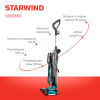 Пылесос паровой Starwind SSV9550, 1800Вт темно-серый/голубой