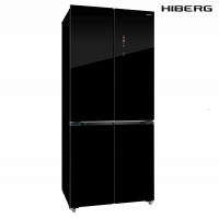 Холодильник Hiberg RFQ-600DX NFGB, черное мерцающее стекло