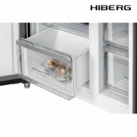 Холодильник Hiberg RFQ-600DX NFGB, черное мерцающее стекло