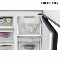 Холодильник Hiberg RFQ-600DX NFGB, черное мерцающее стекло
