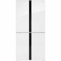 Холодильник Hiberg RFQ-555DX NFGW, белое мерцающее стекло