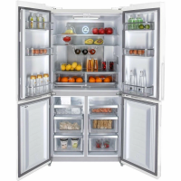 Холодильник Hiberg RFQ-555DX NFGW, белое мерцающее стекло