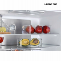Холодильник Hiberg RFQ-555DX NFGW, белое мерцающее стекло