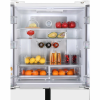 Холодильник Hiberg RFQ-555DX NFGW, белое мерцающее стекло