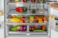 Холодильник Hiberg RFQ-600DX NFYm Inverter Cross Door, бежевый мрамор