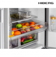 Холодильник Hiberg RFQ-600DX NFYm Inverter Cross Door, бежевый мрамор