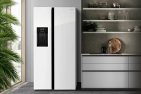 Холодильник Hiberg RFS-650DX NFGW Inverter, белое стекло