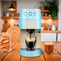 Кофеварка рожковая Kitfort KT-7466, голубой/белый