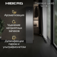 Сушильный шкаф с паром и дезинфекцией HIBERG SD 3G, зеркальное стекло/тёмно-серый