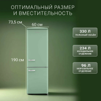 Холодильник Tesler RB-335 MINT GREEN, зелёный