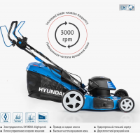 Газонокосилка роторная Hyundai LE 4620S 1800Вт, синий