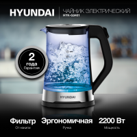Чайник электрический Hyundai HYK-G3401, черный/серебристый