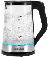 Чайник электрический Hyundai HYK-G3401, черный/серебристый