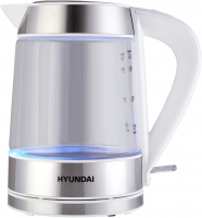 Чайник электрический Hyundai HYK-G3606, белый/прозрачный