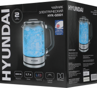 Чайник электрический Hyundai HYK-G5501, серебристый/черный