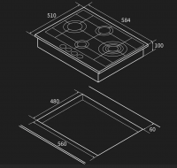 Газовая варочная панель Hiberg VM 6145 B, черный