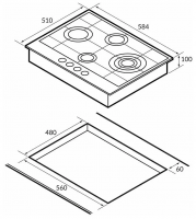 Газовая варочная панель Hiberg VM 6145 W, белый