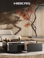 Умный барный стол с холодильником Hiberg X3 MB, барный центр/холодильник с беспроводной зарядкой черный, USB-порт/Type-C