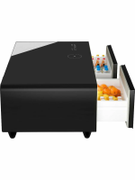 Умный барный стол с холодильником Hiberg X3 MB, барный центр/холодильник с беспроводной зарядкой черный, USB-порт/Type-C