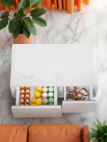 Умный барный стол с холодильником Hiberg X2 FW, барный центр/холодильник с беспроводной зарядкой белый, USB-порт/Type-C