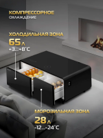Умный барный стол с холодильником Hiberg X2 FB, барный центр/холодильник с беспроводной зарядкой черный, USB-порт/Type-C