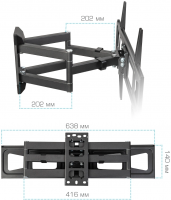 Кронштейн для телевизора Kromax CORBEL-11, титан 32"-75" макс.45кг настенный поворот и наклон